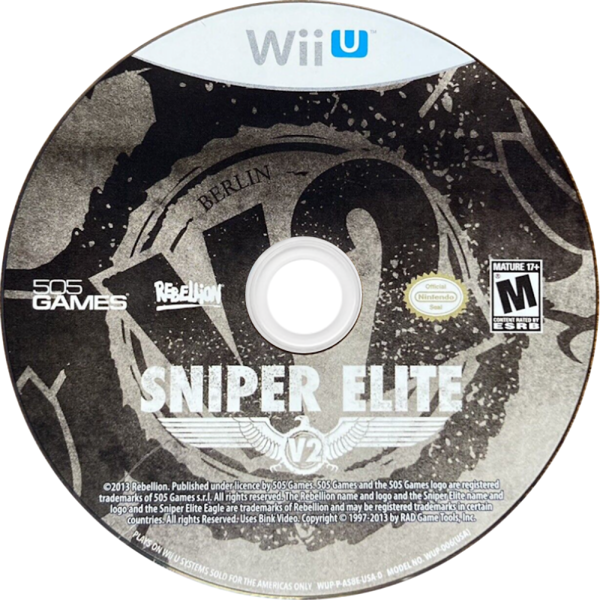 Sniper Elite V2 disc cover art for Nintendo Wii U (WiiU) video game. 39 