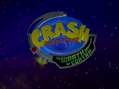 Crash Bandicoot The Wrath of Cortex Player’s Choice for GameCube, title screen for a 3D platformer video game with action-adventure gameplay, character-based levels, collectible challenges, and classic mascot platforming