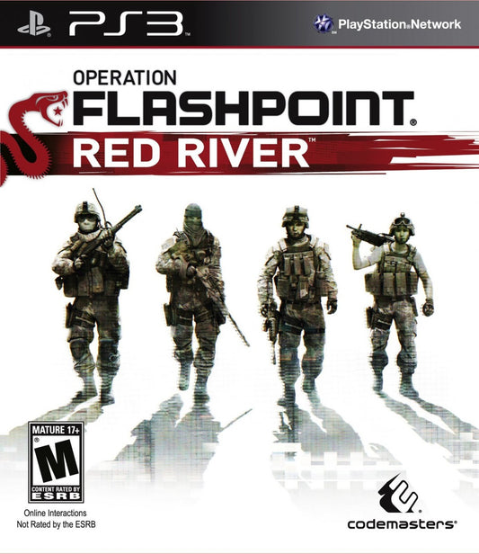 Operation Flashpoint Red River tactical military shooter video game featuring realistic modern combat squad based gameplay authentic battlefield scenarios and immersive first person war experience cover art