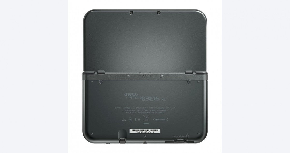 Grey New Nintendo 3DS XL inspired design featuring premium handheld gaming console aesthetic metallic gray finish larger dual screens enhanced processing power portable Nintendo gaming experience glasses free 3D technology presentation