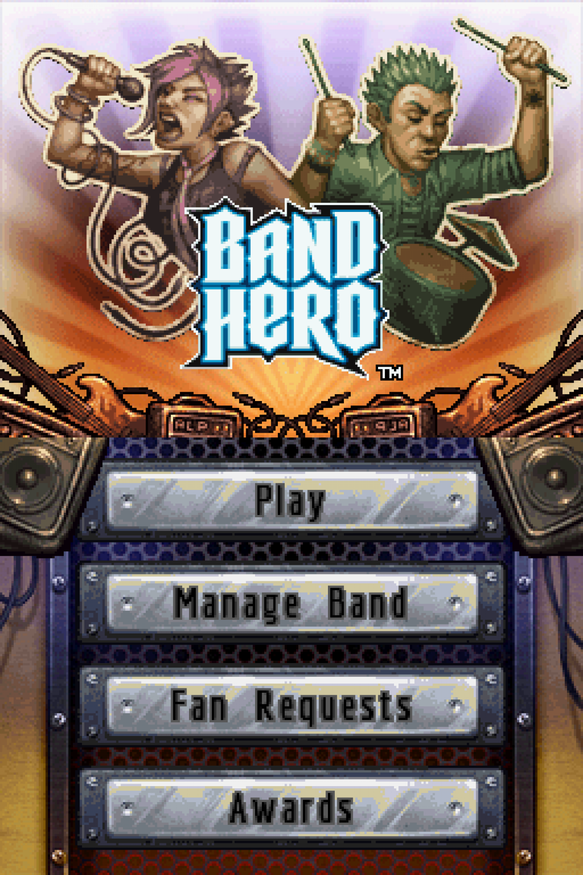 Band Hero Not For Resale Bundle Edition Nintendo DS game featuring rhythm music gameplay with popular rock and pop tracks title screen screenshot