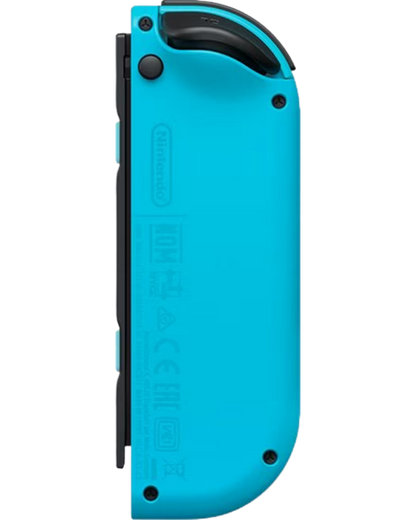 Joy-Con Neon Blue Official Left Only controller featuring wireless motion controls, HD rumble, and Nintendo Switch compatibility back face