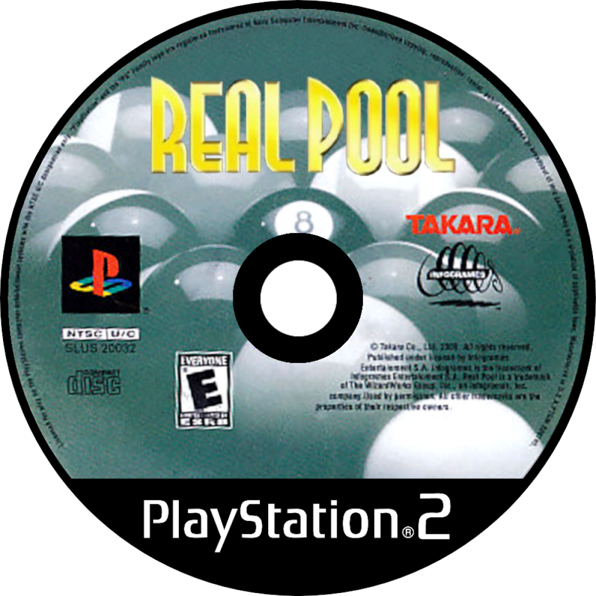 Real Pool – PlayStation 2 (PS2) video game disc, cue sports simulation game.