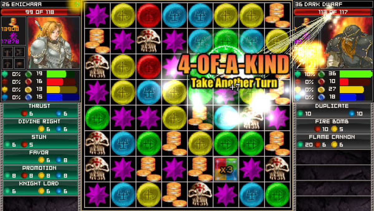 Puzzle Quest: Challenge of the Warlords gameplay for PlayStation Portable (PSP) match-3 role-playing puzzle game
