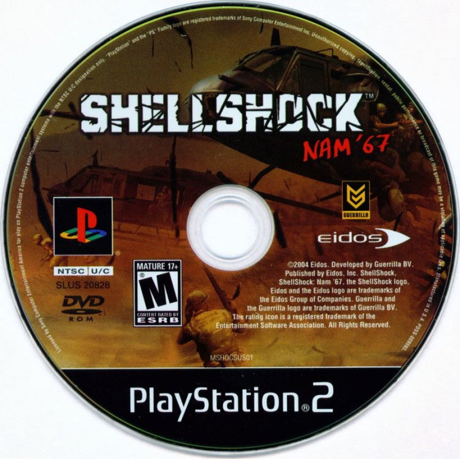 Shellshock: Nam '67 – PlayStation 2 (PS2) video game disc, third-person military shooter.