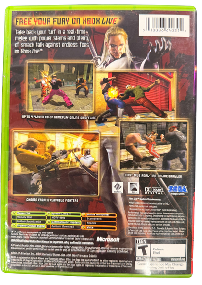 Spikeout Battle Street Xbox retro video game arcade fighting action featuring intense street battles martial arts combat multiple characters fast paced gameplay challenging enemies classic arcade style action Xbox gaming experience collectible game collection appeal back cover art