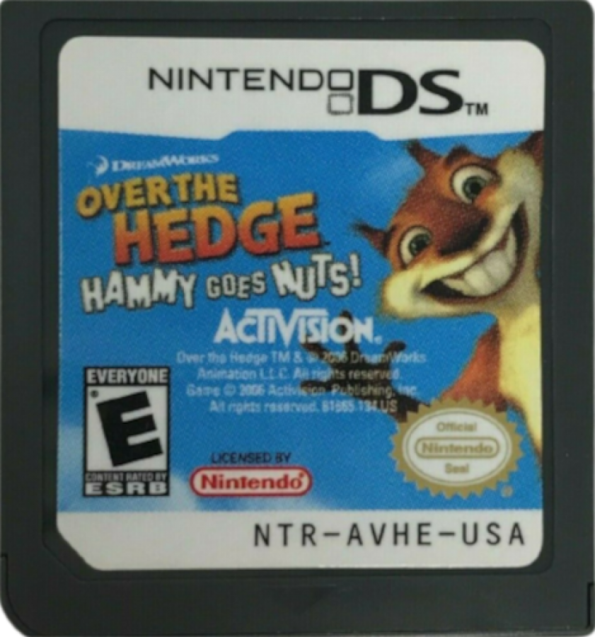 Over the Hedge Hammy Goes Nuts for Nintendo DS (DS), cartridge for a retro video game featuring action-adventure gameplay, fast-paced mini-games, character-based missions, puzzle-solving, and movie-inspired cartoon fun