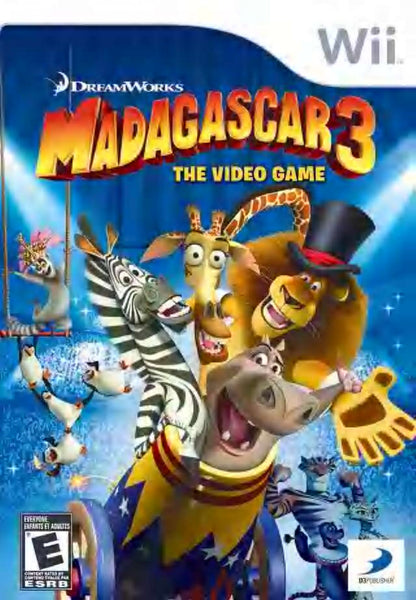 Madagascar 3 The Video Game Nintendo Wii for action adventure video game fans featuring circus themed gameplay colorful environments favorite DreamWorks characters mini games platforming challenges motion controls family friendly fun and entertaining multiplayer gameplay collectible gaming appeal cover art