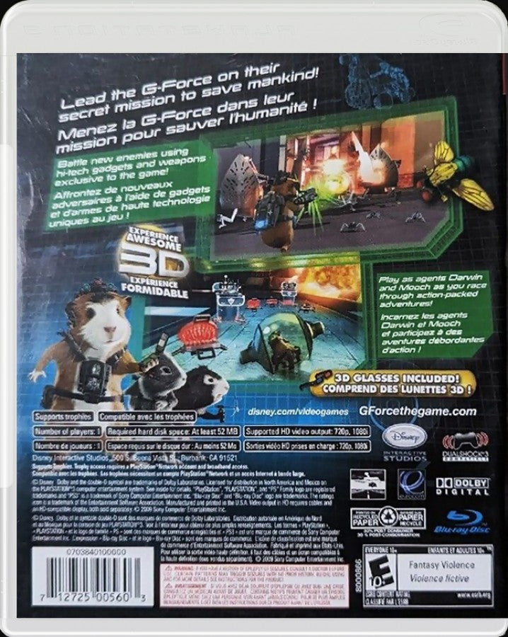 Disney G-Force back cover art for PlayStation 3 (PS3) video game