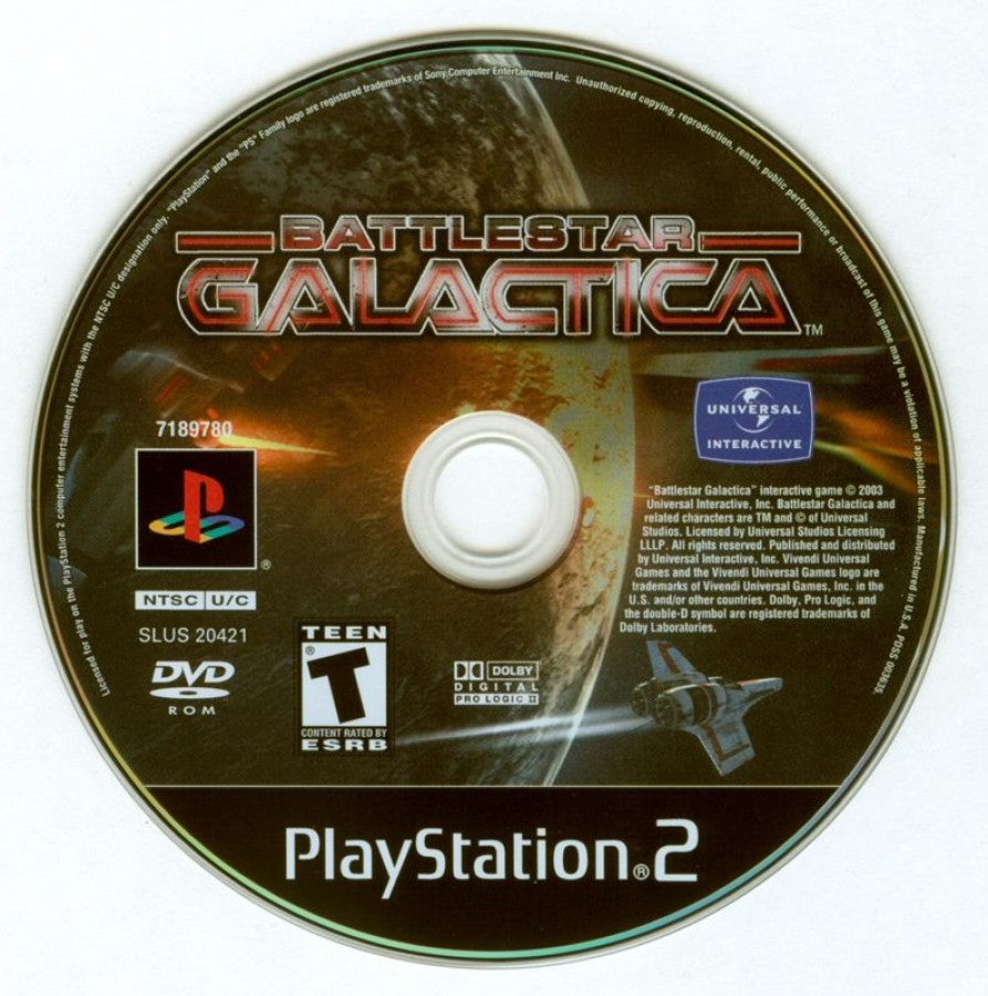 Battlestar Galactica PlayStation 2 PS2 retro video game space combat shooter disc (2003)