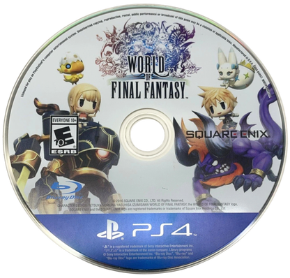 World of Final Fantasy – PlayStation 4 (PS4) video game cover disc, turn-based role-playing game.