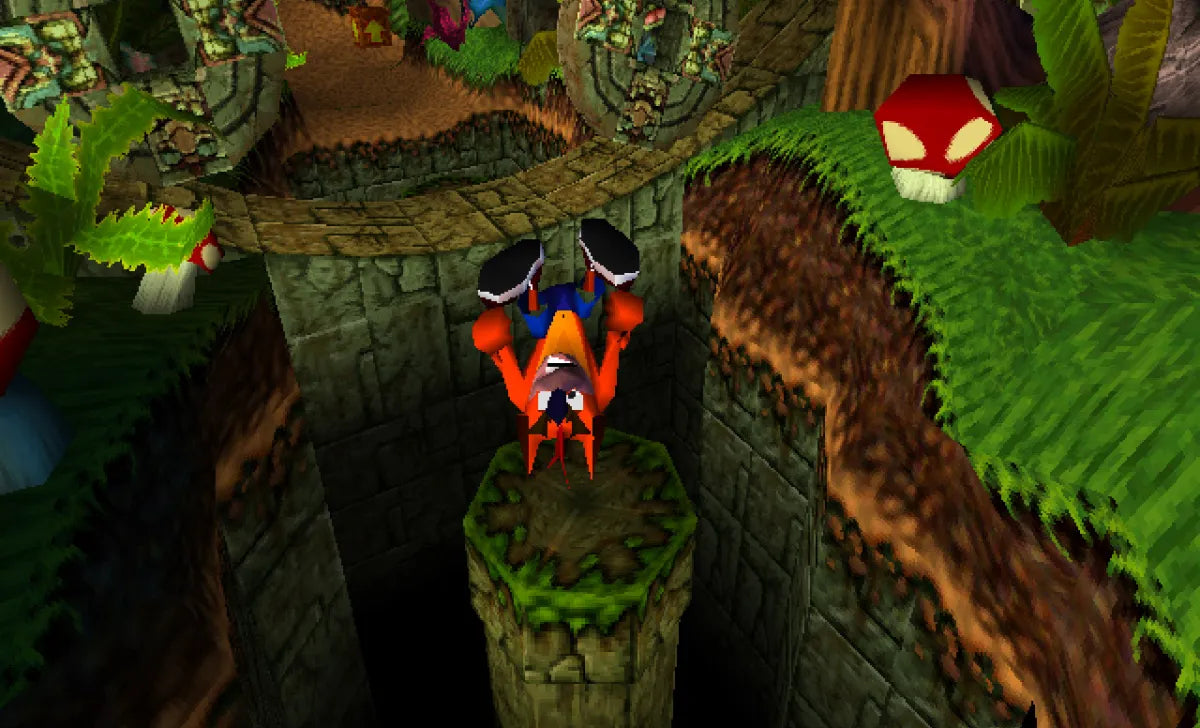 Crash Bandicoot PS1 PlayStation 1 platformer action adventure Naughty Dog mascot game jungle levels spin attack gameplay retro video game Greatest Hits edition gameplay