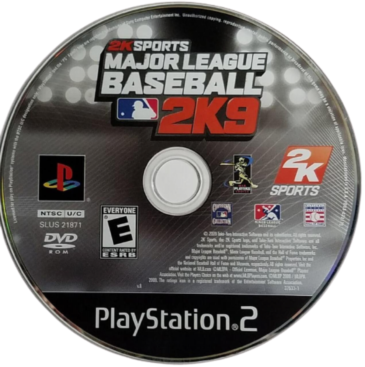 Major League Baseball 2K9 disc art for PlayStation 2 (PS2) sports video game