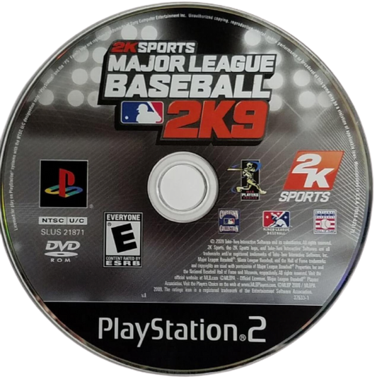 Major League Baseball 2K9 disc art for PlayStation 2 (PS2) sports video game