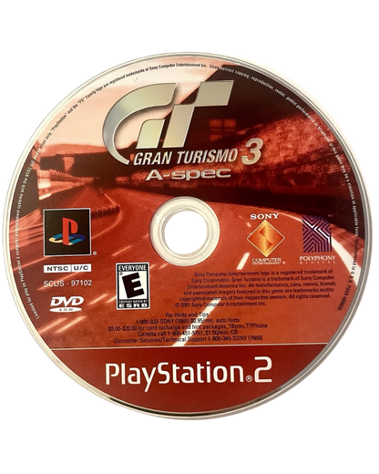 Gran Turismo 3 A-Spec [Greatest Hits] disc cover art for PlayStation 2 video game. 