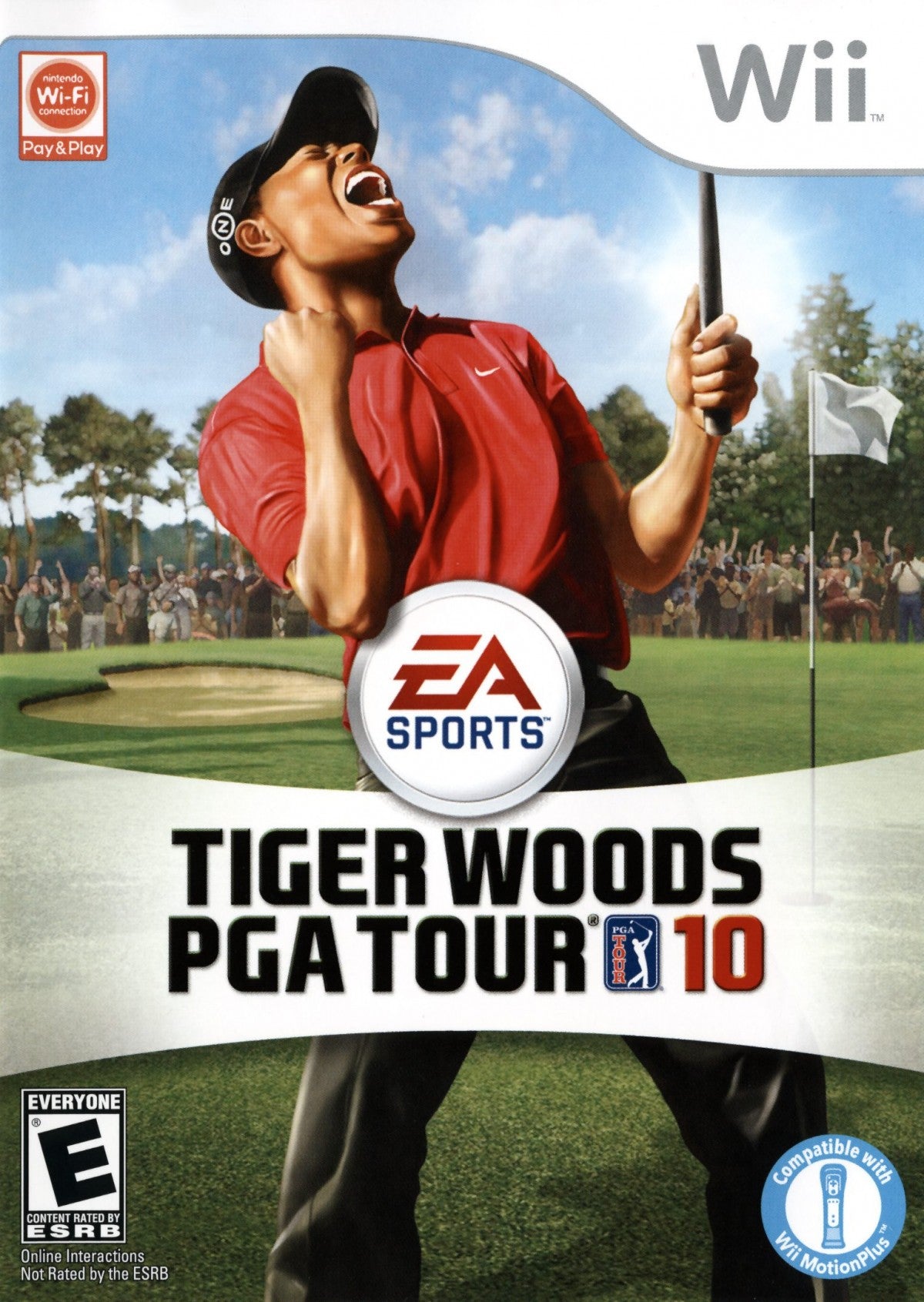 Tiger Woods PGA Tour 10 golf sports video game featuring realistic PGA courses professional golfers advanced swing mechanics competitive tournament modes and immersive EA Sports golfing experience cover