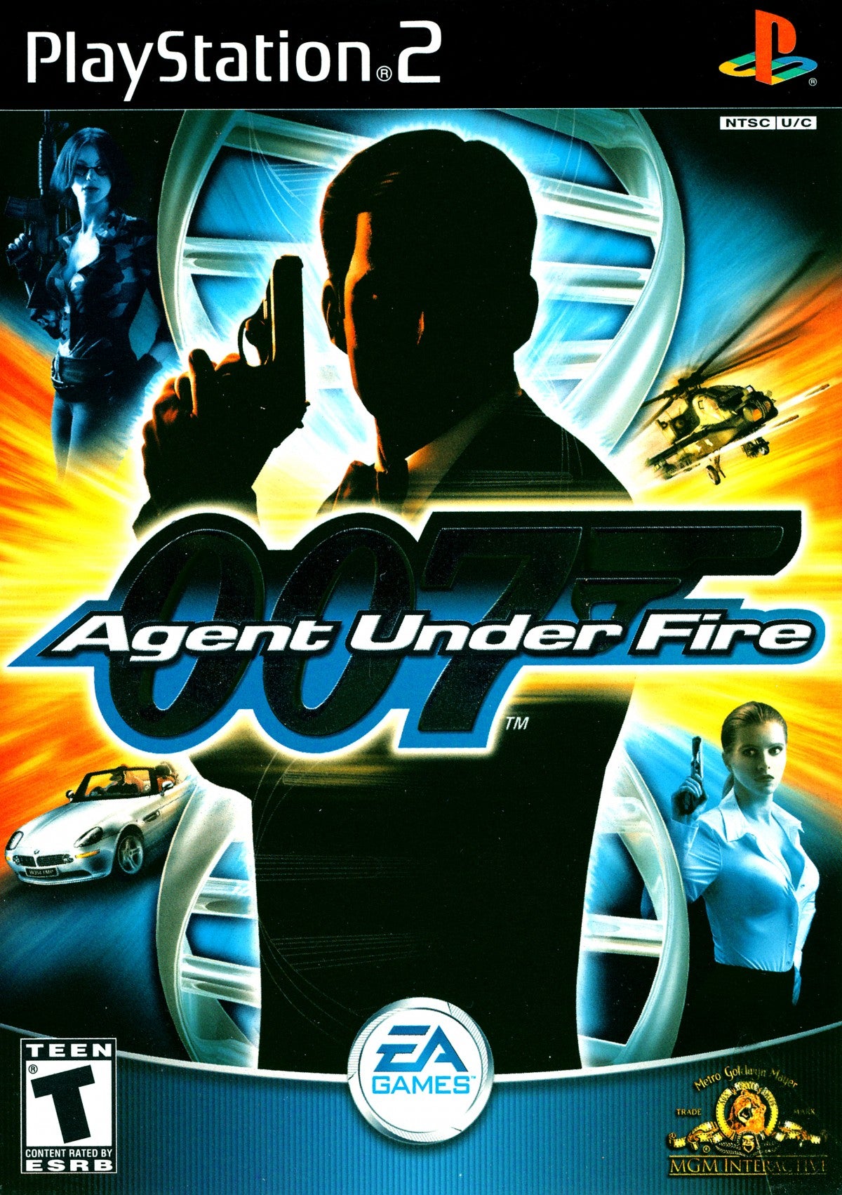 007 Agent Under Fire PS2 inspired design featuring James Bond espionage action aesthetic secret agent missions stealth operations high tech gadgets intense firefights exotic locations cinematic spy adventure gameplay nostalgic PlayStation 2 presentation front cover