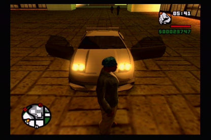 Grand Theft Auto San Andreas PlayStation 2 open-world action-adventure video game Rockstar Games CJ Carl Johnson returning home Los Santos San Fierro Las Venturas gang warfare missions exploration vehicle hijacking customization RPG elements 90s setting crime saga gameplay screenshot