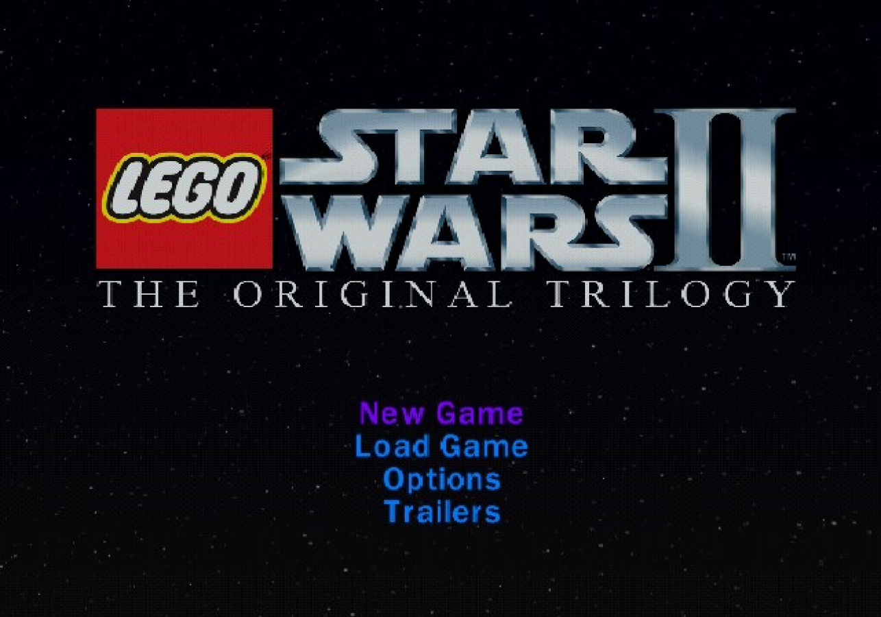 LEGO Star Wars II Original Trilogy [Greatest Hits] title screen for PlayStation 2 (PS2) video game