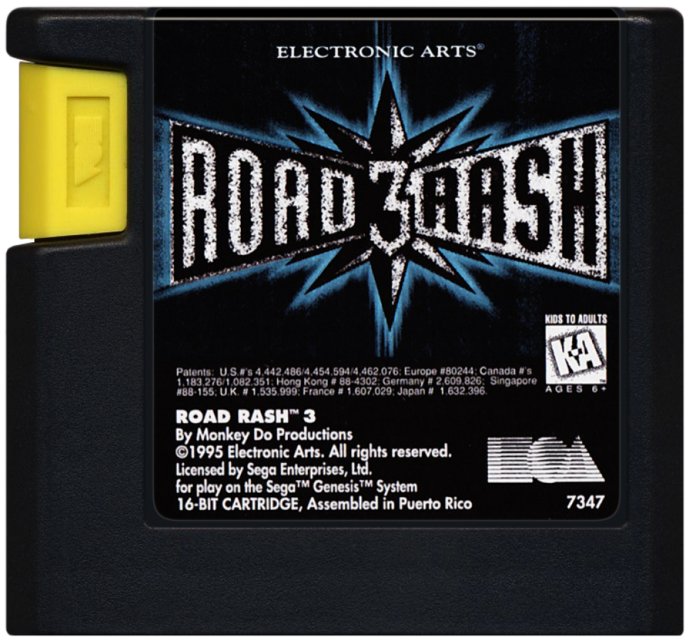 Road Rash 3 cartridge for Sega Genesis (GEN) video game