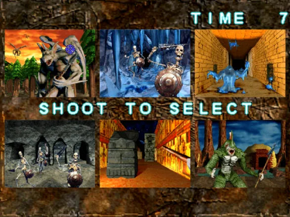 Crypt Killer PlayStation PS1 for light gun shooter video game fans featuring first person arcade style gameplay haunted mansion environments terrifying monsters cooperative multiplayer horror action fast paced shooting classic retro gaming collectible appeal gameplay