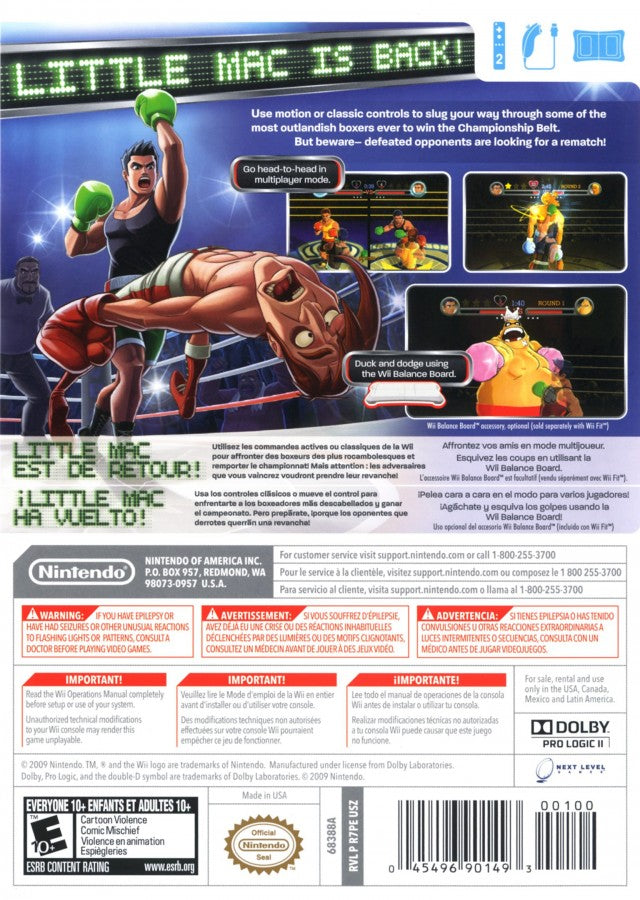 Punch-Out!! [Nintendo Selects] – Nintendo Wii (Wii) boxing sports action video game gameplay back of case