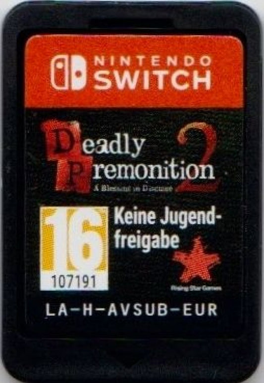 Deadly Premonition 2 A Blessing in Disguise Nintendo Switch inspired design featuring mystery horror adventure aesthetic small town investigation supernatural suspense eccentric characters open world exploration cinematic storytelling atmospheric detective gameplay presentation cartridge 