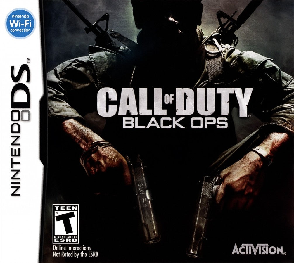 Call of Duty Black Ops for Nintendo DS, cover image for a first-person shooter video game with military combat, mission-based gameplay, stealth elements, and tactical action