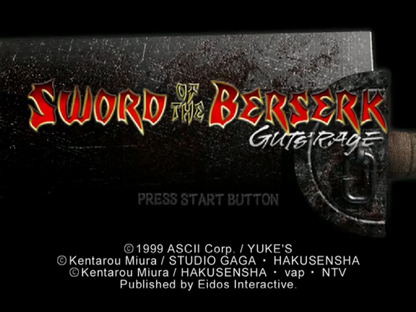 Sword of the Berserk Guts Rage Sega Dreamcast retro video game action adventure title screen