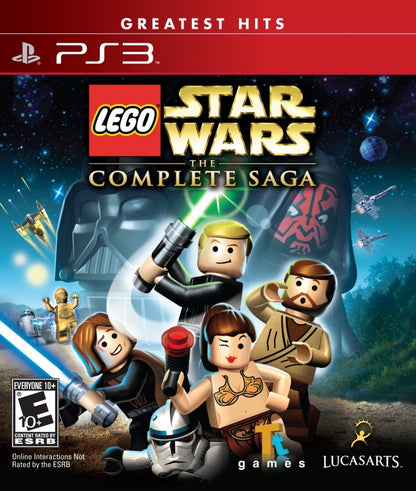 LEGO Star Wars: The Complete Saga Greatest Hits edition for PlayStation 3 action adventure game featuring Episodes I–VI co op gameplay unlockable characters puzzles family friendly multiplayer cover art