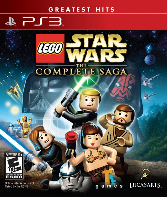 LEGO Star Wars: The Complete Saga Greatest Hits edition for PlayStation 3 action adventure game featuring Episodes I–VI co op gameplay unlockable characters puzzles family friendly multiplayer cover art