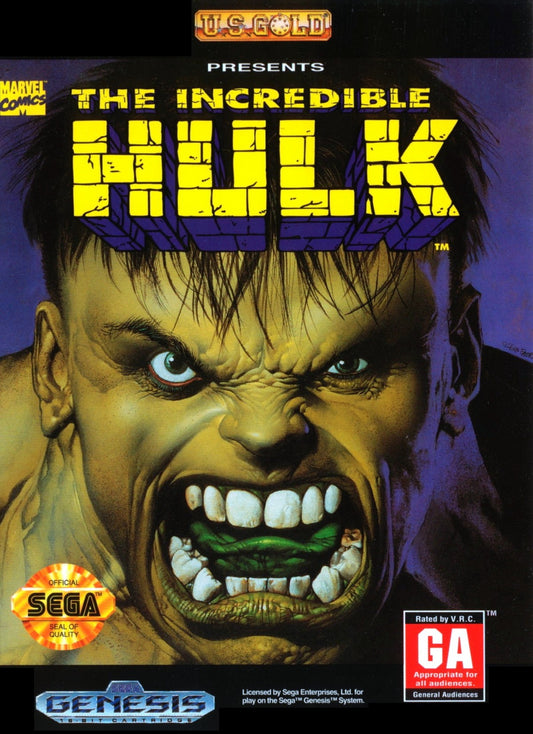 The Incredible Hulk Sega Mega Drive retro video game action platformer cover art (1994)
