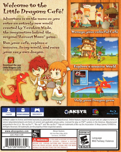 Little Dragons Cafe retro PlayStation 4 video game Little Dragons Cafe fantasy adventure cooking simulation dragon raising anime style exploration console title PlayStation 4 release gameplay