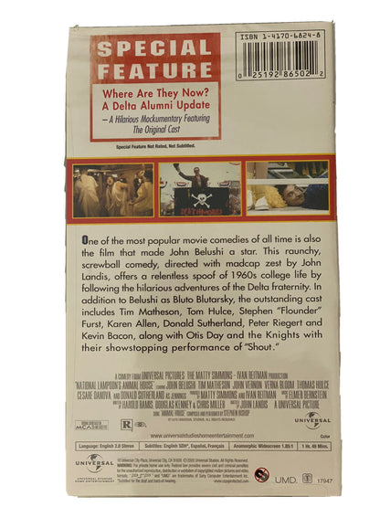 National Lampoons Animal House PSP movie comedy film digital video adaptation college fraternity chaos classic comedy movie handheld video playback PSP video entertainment software title back cover