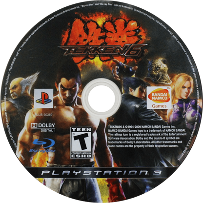 Tekken 6 disc for PlayStation 3 (PS3) video game