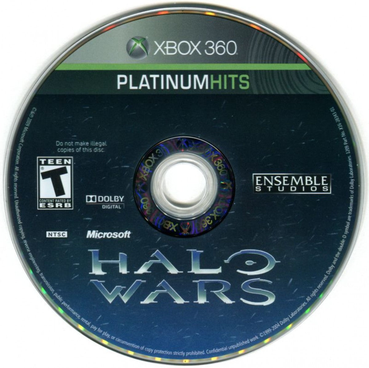 Halo Wars Platinum Hits for Xbox 360 with real-time strategy action set in the Halo universe disc