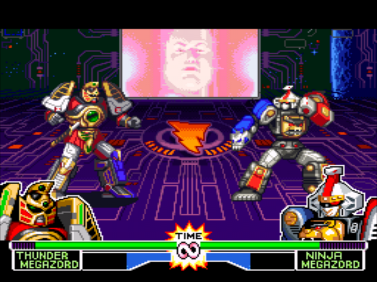Mighty Morphin Power Rangers The Fighting Edition for Super Nintendo fighting game featuring Rangers and giant Zords arcade style battles versus mode and special attacks based on the TV series gameplay