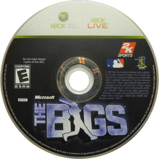 The Bigs Xbox 360 arcade style baseball game featuring over the top power hitting exaggerated player abilities MLB teams and athletes Home Run Pinball mode career mode fast paced gameplay and colorful stadium action by 2K Sports disc