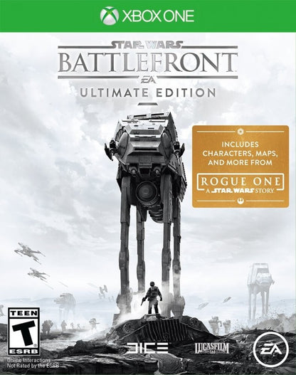 Star Wars: Battlefront [Ultimate Edition] – Xbox One (XONE) cover art for sci-fi first-person and third-person shooter video game
