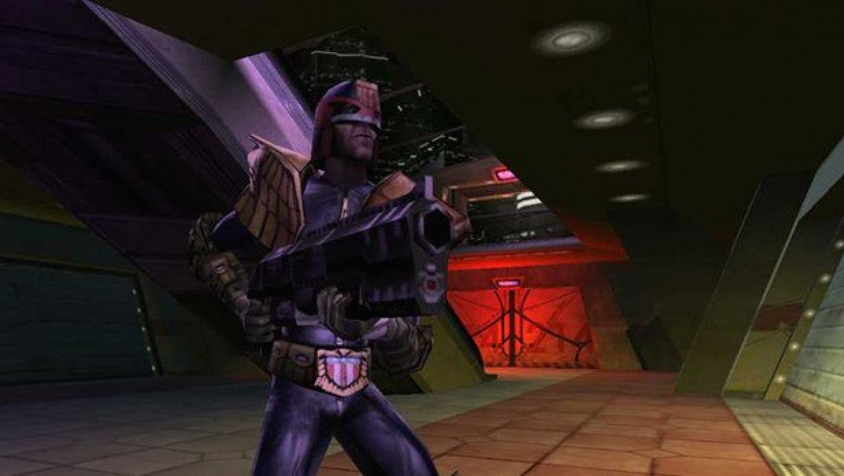 Judge Dredd Dredd vs Death PlayStation 2 retro video game first person shooter gameplay (2005)