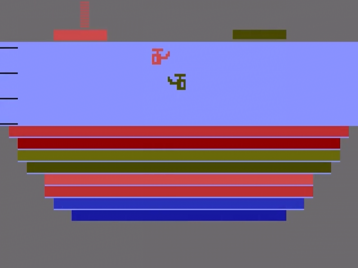Canyon Bomber retro Atari 2600 video game featuring arcade bombing gameplay, aerial combat action, multiplayer challenges and classic Atari entertainment - title screen