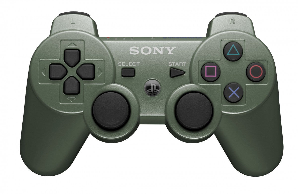 Jungle Green Sony DualShock 3 wireless controller for PlayStation 3 featuring analog sticks, action buttons, and ergonomic design