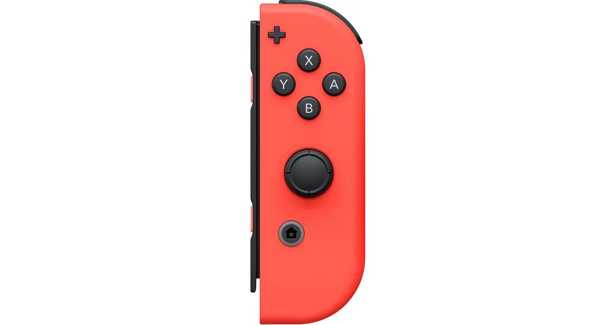 Nintendo Switch Joy Con Red and Blue controllers inspired design featuring colorful detachable gaming controller set aesthetic vibrant neon red and blue finish motion controls wireless connectivity versatile multiplayer gameplay iconic Nintendo hardware accessory presentation right  