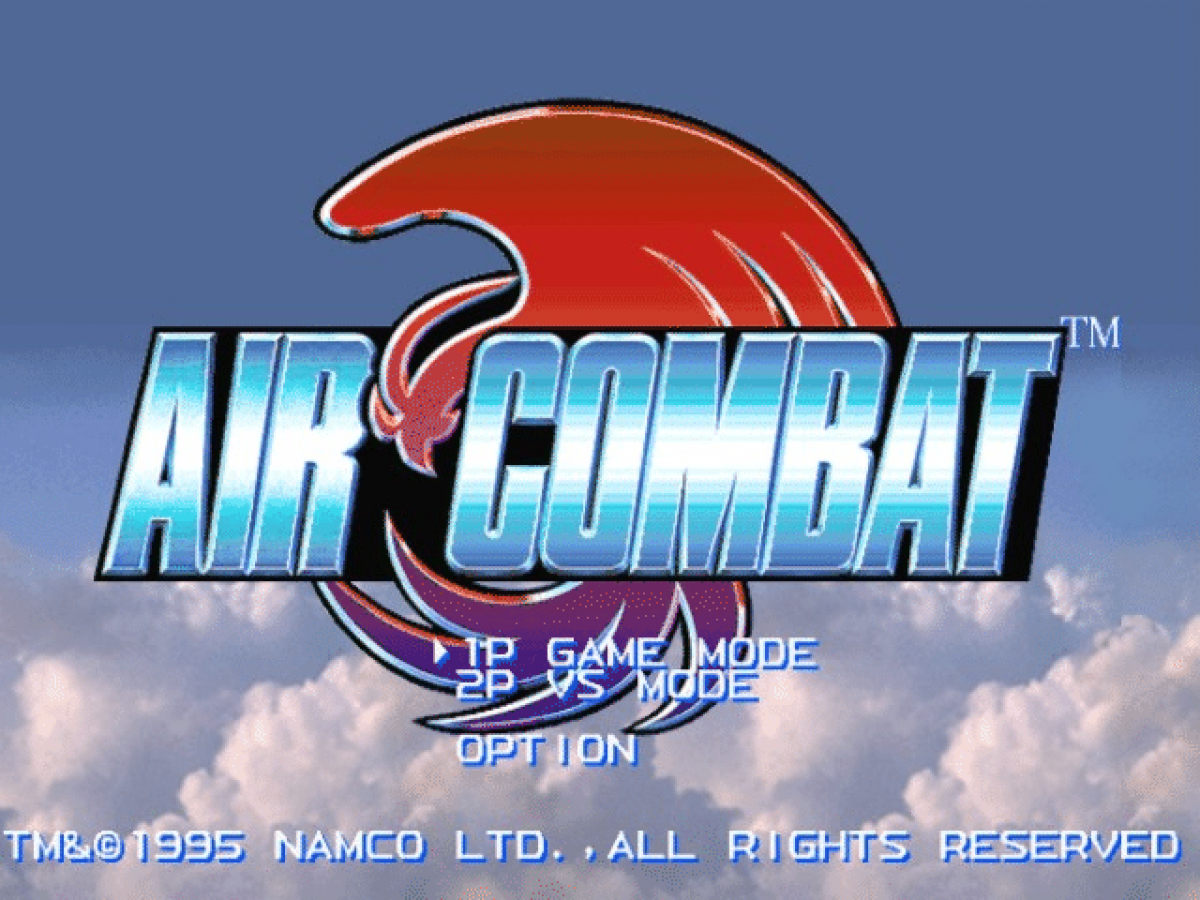 Air Combat title screen for PlayStation 1 (PS1) video game 