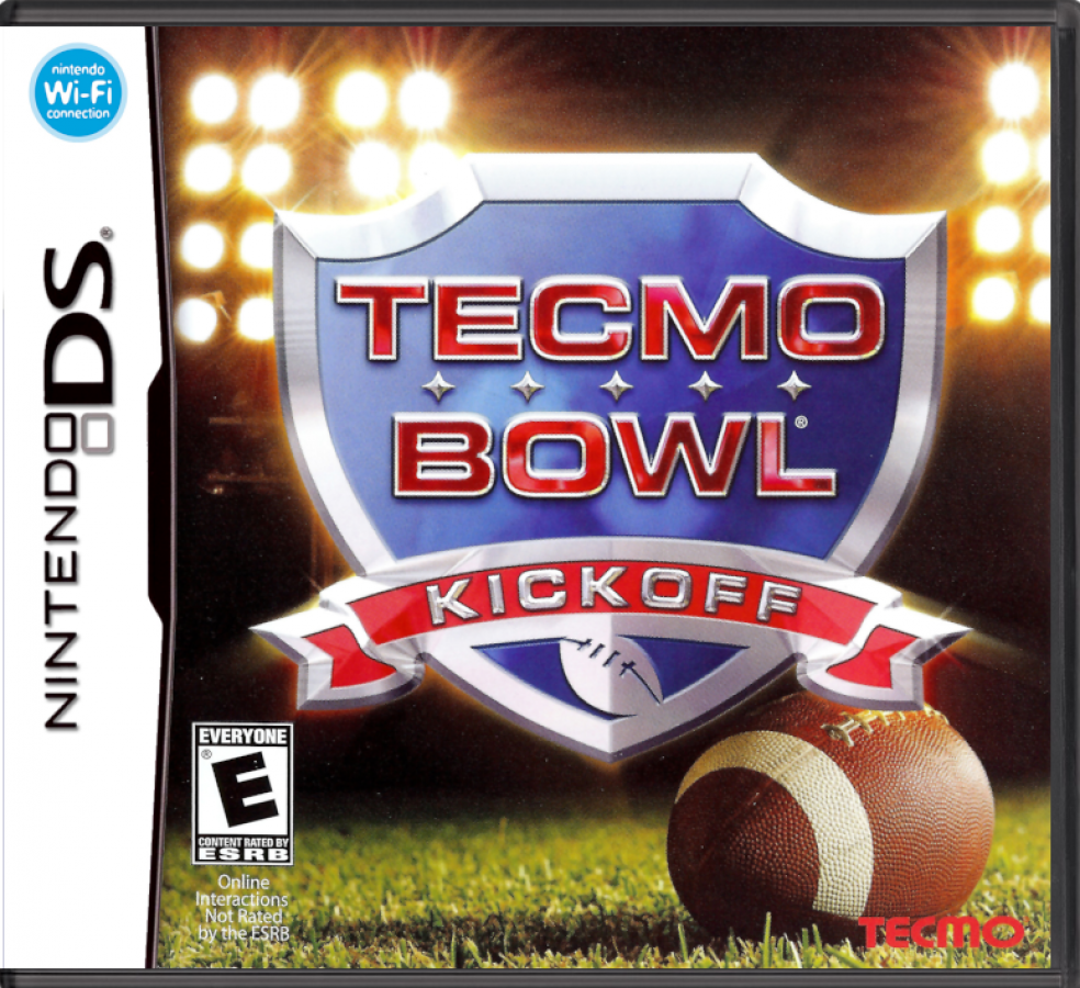Tecmo Bowl: Kickoff for Nintendo DS arcade style American football video game featuring simplified NFL gameplay, fast paced matches, team customization, and stylus friendly handheld controls for classic gridiron action experience cover
