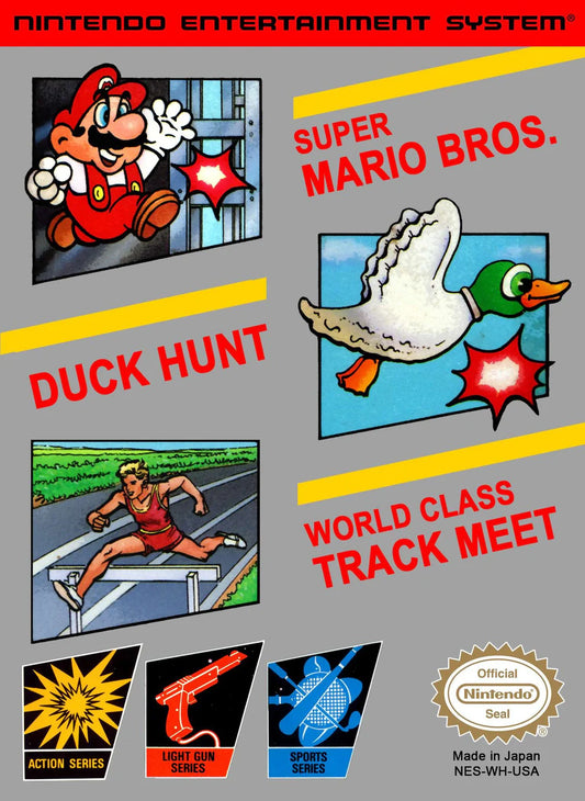 Super Mario Bros / Duck Hunt / World Class Track Meet cover art for Nintendo Entertainment System (NES) video game