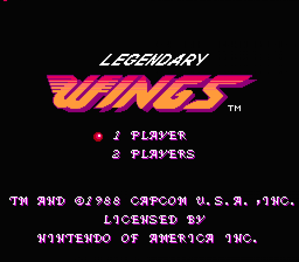 Legendary Wings Nintendo Entertainment System NES video game featuring side scrolling shoot em up gameplay winged hero action aerial combat enemy waves power ups boss battles fantasy environments and classic 8 bit arcade action retro video game collection collectible gaming appeal gameplay