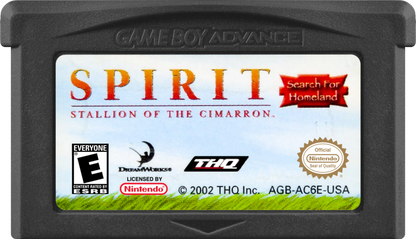 Spirit: Stallion of the Cimarron: Search for Homeland gae cartridge for Game Boy Advance (GBA) video game