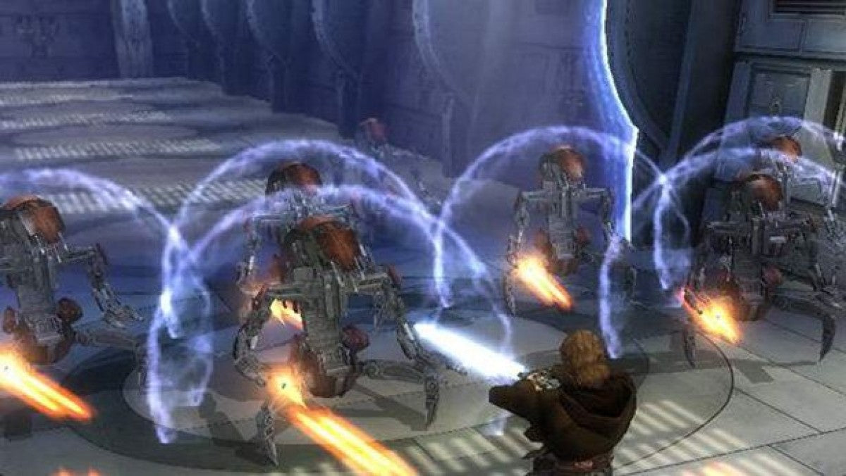 Star Wars: Episode III – Revenge of the Sith – PlayStation 2 (PS2) video game gameplay, action-adventure lightsaber combat.