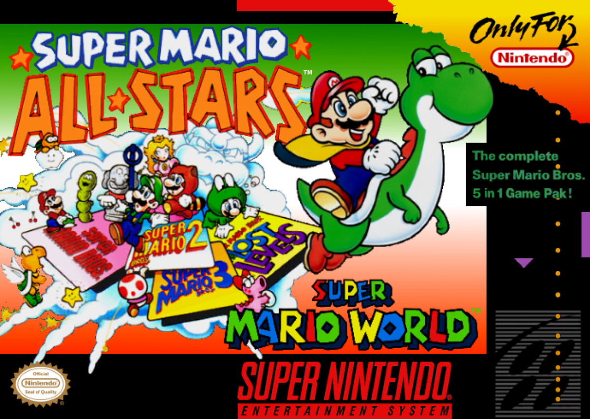 Super Mario All-Stars / Super Mario World cover art for Super Nintendo Entertainment System (SNES) video game